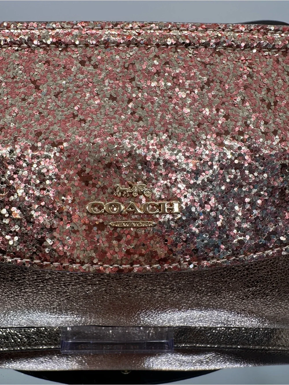 Coach Metallic Rose Gold Glitter Tech Wallet / Phone Case (NWT) 2018